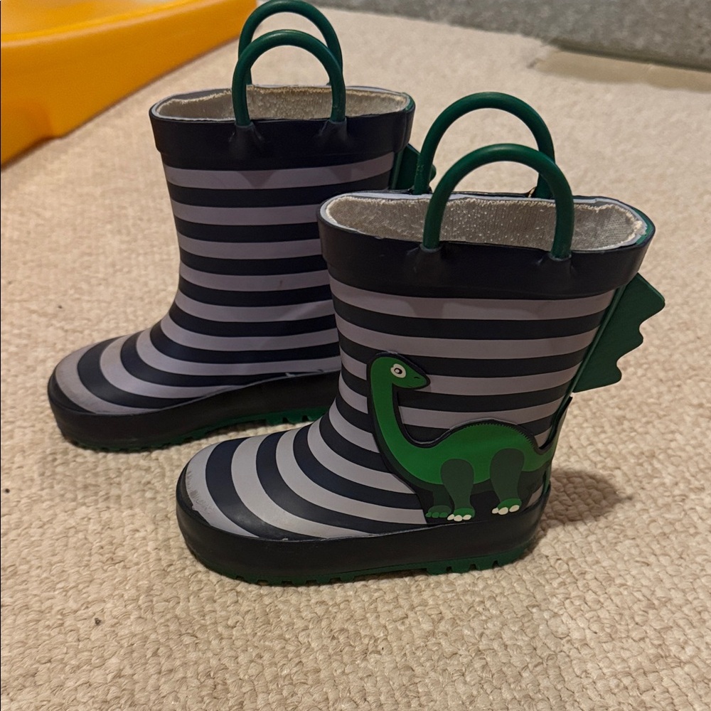 Striped Dinosaur Rain Boots